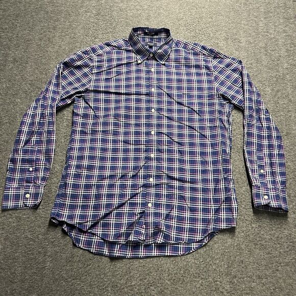 Gant Other - Gant E-Z Fit 80's Twill Cotton Shirt Men's XL Blue Purple Plaid Long Sleeve